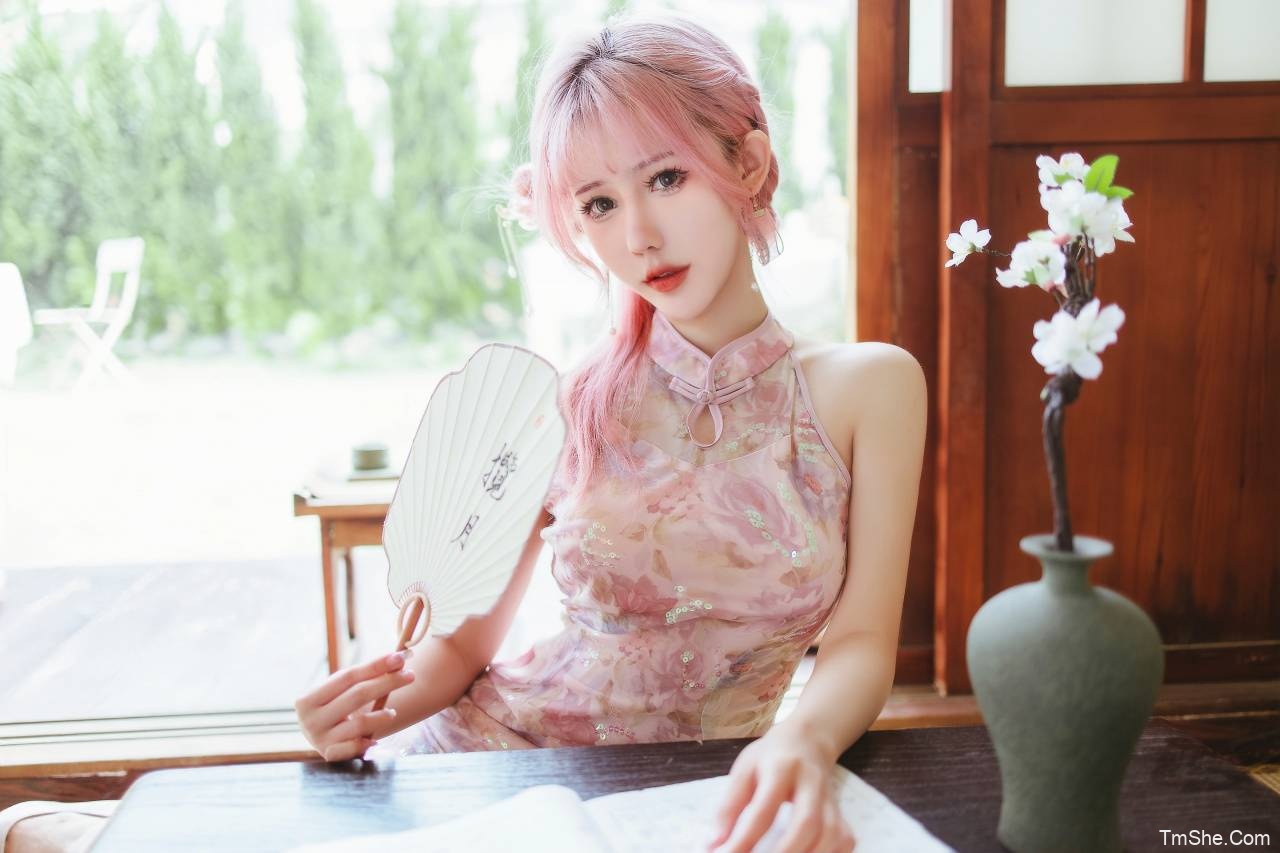 「仙女月」微博COS – 粉色旗袍(20P/292MB)